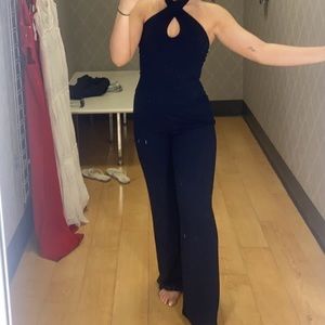 Halter Neck Navy Jumpsuit